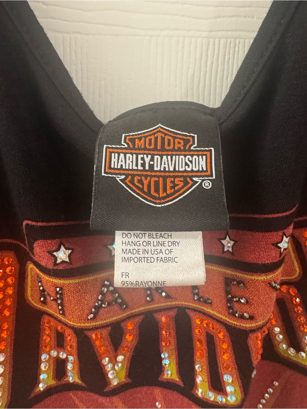Harley Davidson Free Spirit Rhinestone Graphic Tank Top Black, Size Medium - Picture 4 of 5